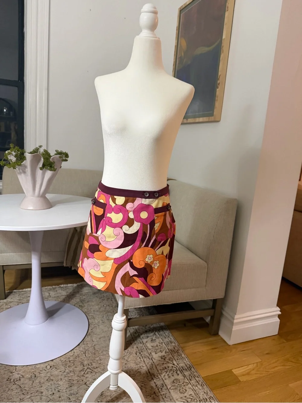 Dolce & Gabbana Mini Skirt in Pink, Orange & Brown
